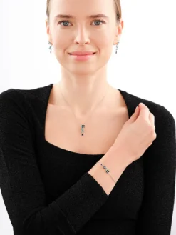 Zawieszka srebrna z cyrkoniami i emalią - kwiaty