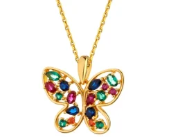 Zawieszka srebrna z cyrkoniami - motyl