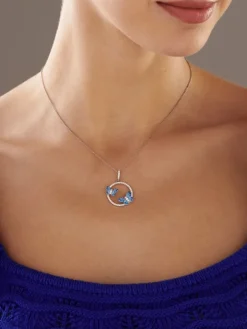 Zawieszka srebrna z cyrkoniami - motyle, koło