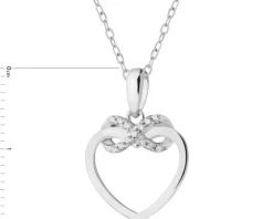 Zawieszka srebrna z cyrkoniami - serce, nieskończoność
