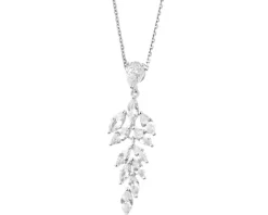 Zawieszka srebrna z cyrkoniami - liście