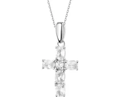 Zawieszka srebrna z cyrkoniami - krzyż