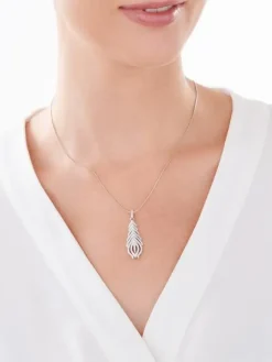 Zawieszka srebrna z cyrkoniami - piórko