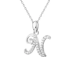 Zawieszka srebrna z cyrkoniami - litera N