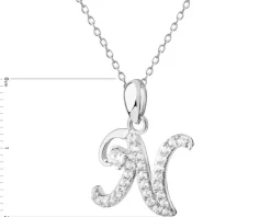 Zawieszka srebrna z cyrkoniami - litera N