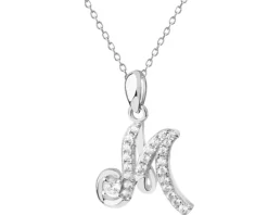 Zawieszka srebrna z cyrkoniami - litera M