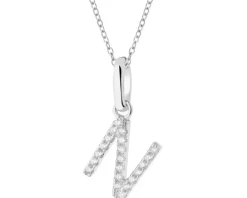 Zawieszka srebrna z cyrkoniami - litera N
