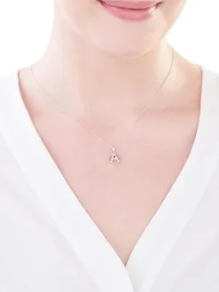 Zawieszka srebrna z cyrkoniami - litera A, kółko