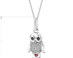 Zawieszka srebrna z cyrkoniami i emalią - Harry Potter, sowa Hedwiga, Warner Bros. Discovery