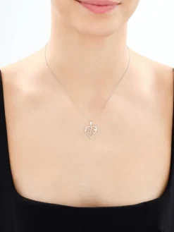 Zawieszka srebrna z cyrkonią - serce, ptak