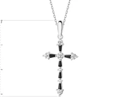 Zawieszka srebrna z cyrkoniami - krzyż