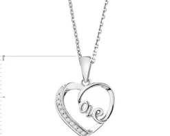 Zawieszka srebrna z cyrkoniami - serca, love