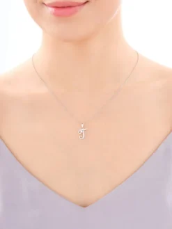 Zawieszka srebrna z cyrkoniami - litera T