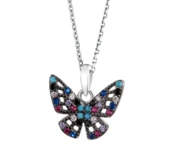 Zawieszka srebrna z cyrkoniami - motyl