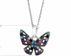 Zawieszka srebrna z cyrkoniami - motyl