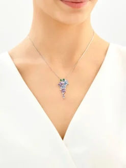 Zawieszka srebrna z cyrkoniami - kwiaty