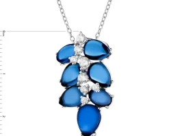 Zawieszka srebrna z cyrkoniami i szlifowanym szkłem - liście