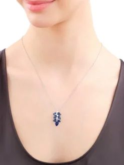 Zawieszka srebrna z cyrkoniami i szlifowanym szkłem - liście