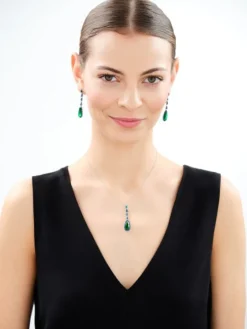 Zawieszka srebrna z cyrkoniami i szlifowanym szkłem