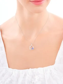 Zawieszka srebrna z cyrkoniami - koło, kwiaty