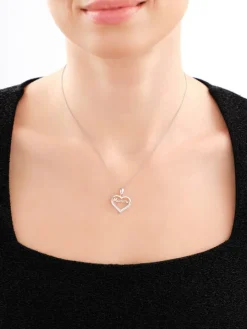 Zawieszka srebrna z cyrkoniami - mama, serce