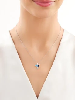 Zawieszka srebrna z cyrkoniami i emalią - koliber