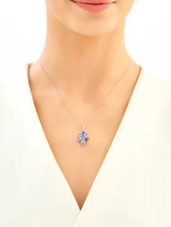 Zawieszka srebrna z cyrkoniami - liście