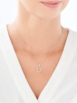 Zawieszka srebrna z cyrkoniami - serce, mama