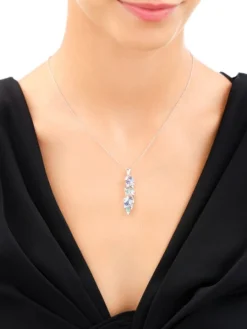 Zawieszka srebrna z cyrkoniami - liście