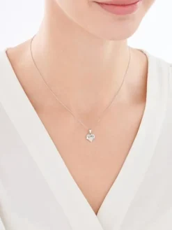 Zawieszka srebrna z cyrkoniami i emalią - mama, serce