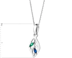 Zawieszka srebrna z cyrkoniami - liść