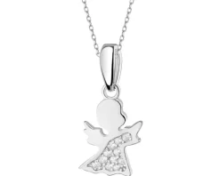 Zawieszka srebrna z cyrkoniami - aniołek