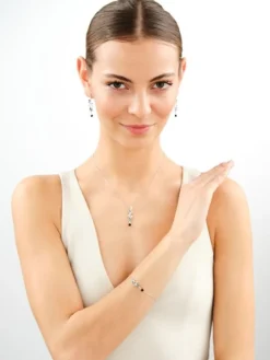 Zawieszka srebrna z cyrkoniami i szlifowanym szkłem - motyl