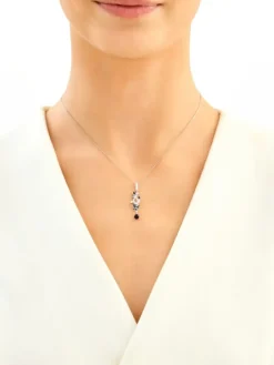 Zawieszka srebrna z cyrkoniami i szlifowanym szkłem - motyl