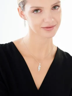 Zawieszka srebrna z cyrkoniami - liście