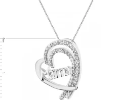 Zawieszka srebrna z cyrkoniami - serce, mama