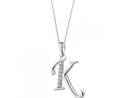 Zawieszka srebrna z cyrkoniami - litera K