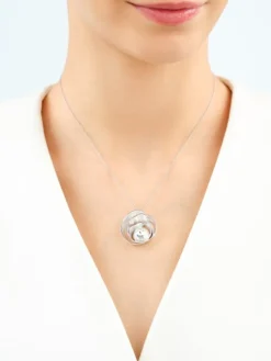 Zawieszka srebrna z cyrkonią i szlifowanym szkłem - kwiat