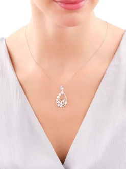 Zawieszka srebrna z cyrkoniami - kwiaty