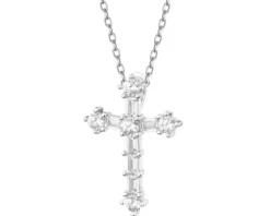 Zawieszka srebrna z cyrkoniami - krzyż