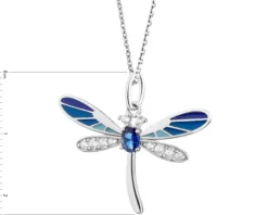 Zawieszka srebrna z cyrkoniami i emalią - ważka