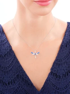 Zawieszka srebrna z cyrkoniami i emalią - ważka