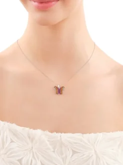 Zawieszka srebrna z cyrkoniami - motyl