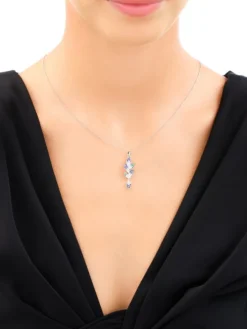 Zawieszka srebrna z cyrkoniami - liście