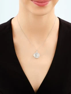 Zawieszka srebrna z cyrkoniami - puzderko - Matka Boska