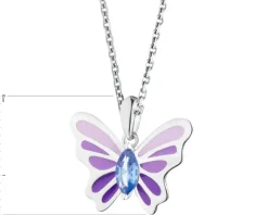 Zawieszka srebrna z cyrkonią i emalią - motyl