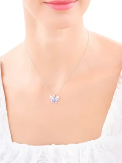 Zawieszka srebrna z cyrkonią i emalią - motyl