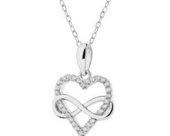 Zawieszka srebrna z cyrkoniami - serce, nieskończoność
