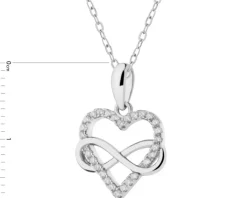 Zawieszka srebrna z cyrkoniami - serce, nieskończoność