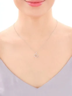 Zawieszka srebrna z cyrkoniami - serce, nieskończoność